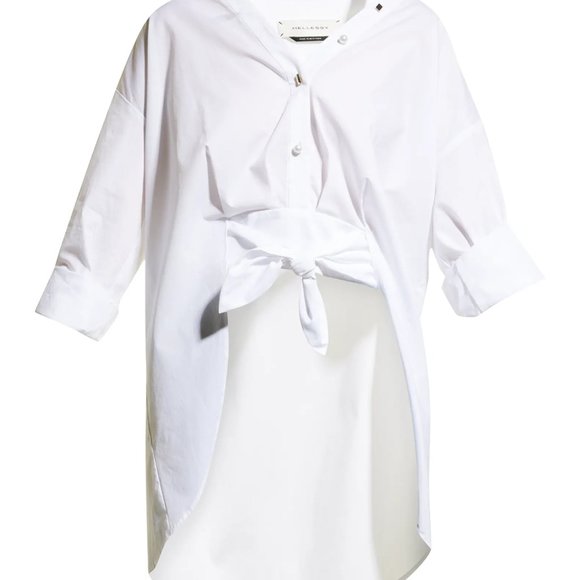 NWT Hellessy Tollin Knot-Hem High-Low White button up Shirt - Picture 5 of 9